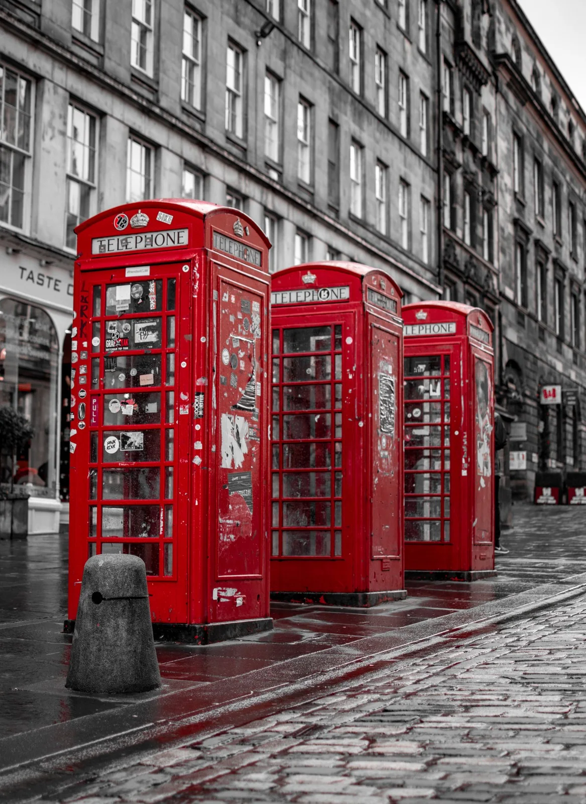 Red telephone boxes